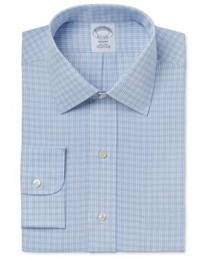 Brooks Brothers Men's Regent Classic-fit Non-iron Light Blue Plaid Dress Shirt