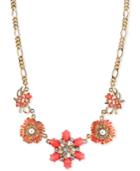 2028 Gold-tone Colorful Stone And Crystal Accent Floral Collar Necklace