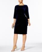 Alex Evenings Plus Size Velvet Draped Brooch Dress