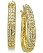 Giani Bernini Cubic Zirconia Pave Hoop Earrings In 18k Gold-plated Sterling Silver, Created For Macy's