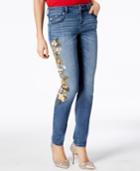 Inc International Concepts Floral-embroidered Curvy Skinny Jeans, Created For Macy's