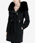 Calvin Klein Plus Size Faux-fur-collar Belted Hardware Coat