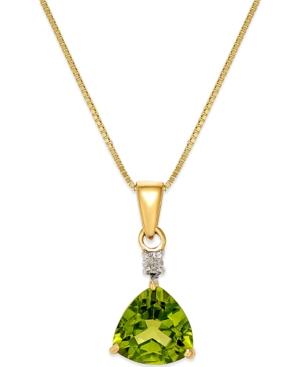 Peridot (1-1/3 Ct. T.w.) And Diamond Accent Pendant Necklace In 14k Gold