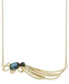 Sis By Simone I Smith 18k Gold Over Sterling Silver Necklace, Abalone And Blue Crystal Angel Wing Pendant