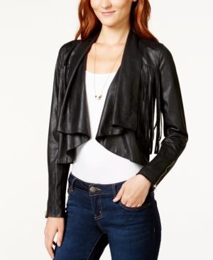 Xoxo Juniors' Fringed Faux-suede Waterfall-front Jacket
