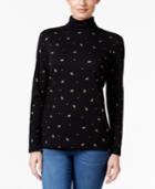 Karen Scott Tree-print Turtleneck Top, Only At Macy's