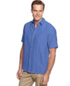 Tasso Elba Island Big And Tall Short Sleeve Silk-blend Shirt