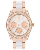 Inc International Concepts Women's Rose Gold-tone And White Bracelet Watch 40mm In001rgw, Only At Macy's