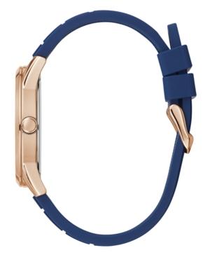 Guess Men's Blue Diamond Silicone Strap Watch 42mm