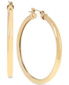 Hint Of Gold Tube Hoop Earrings In 14k Gold Over Sterling Silver