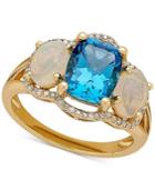 Multi-gemstone (3-5/8 Ct. T.w.) & Diamond (1/6 Ct. T.w.) Ring In 10k Gold
