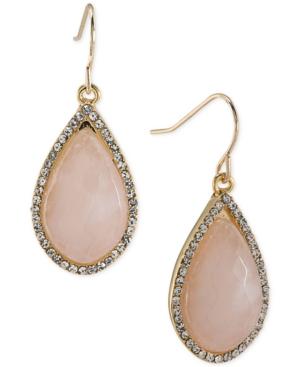Carolee Gold-tone Stone And Crystal Large Drop Earrings