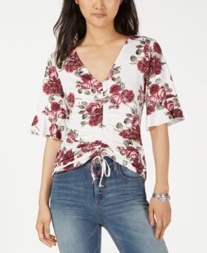 Ultra Flirt By Ikeddi Juniors' Printed Ruched Top