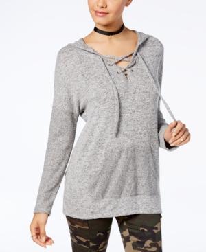 Miss Chievous Juniors' Oversized Lace-up Hoodie Tunic