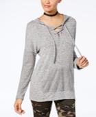 Miss Chievous Juniors' Oversized Lace-up Hoodie Tunic