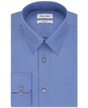 Calvin Klein Steel Classic-fit Non-iron Performance Blue Micro Check Dress Shirt