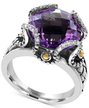 Viola By Effy Amethyst (8-3/4 Ct. T.w.) And Diamond Accent Statement Ring In Sterling Silver And 18k Gold