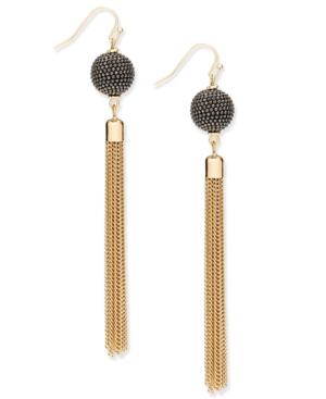 Inc International Concepts Gold-tone Pave Ball & Tassel Drop Earrings, Created For Macy's