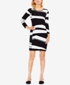 Vince Camuto Abstract-striped Sheath Sweater Dress