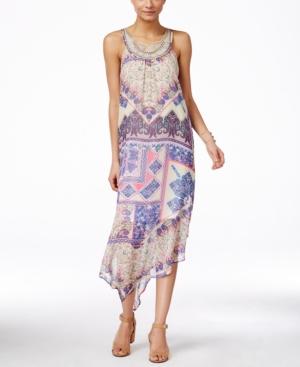 Ny Collection Printed Handkerchief-hem Dress