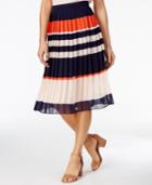 Maison Jules Pleated Rugby-stripe Skirt, Only At Macy's