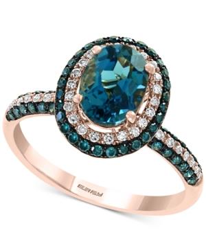 Effy London Blue Topaz (1-1/2 Ct. T.w.) & Diamond (1/2 Ct. T.w.) Ring In 14k Rose Gold