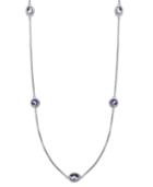 Sterling Silver Necklace, 36 Amethyst Station Necklace (12 Ct. T.w.)