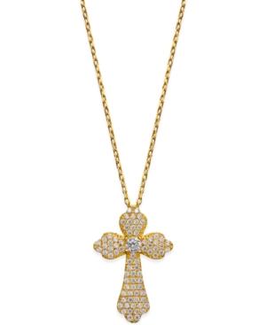 Giani Bernini Cubic Zirconia Pave Cross Pendant Necklace In Sterling Silver Or 18k Gold-plated Sterling Silver, Only At Macy's