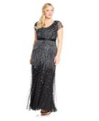 Adrianna Papell Plus Size Cap-sleeve Beaded Sequined Gown