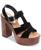 Steve Madden Women's Lucille Wooden-heel Platform Sandals