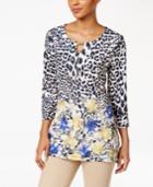 Jm Collection Cheetah-print Keyhole Tunic, Only At Macy's
