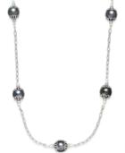 Tahitian Freshwater Pearl (9-10mm) Beaded Necklace In Sterling Silver