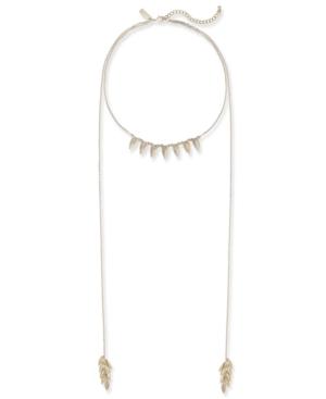 Inc International Concepts Gold-tone Pave Leaf Scarf Collar Necklace, Created For Macy's