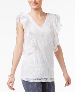 Alfani Ruffled Burnout Top, Created For Macy's
