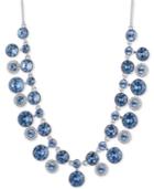 Givenchy Silver-tone Two-layer Blue Crystal Collar Necklace