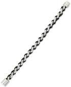 Legacy For Men By Simone I. Smith Black Leather Braided Bracelet In Stainless Steel