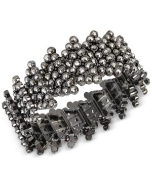 Inc International Concepts Hematite-tone Metallic Pave Geometric Stretch Bracelet, Only At Macy's