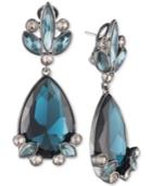 Givenchy Hematite-tone Clear & Blue Crystal Drop Earrings