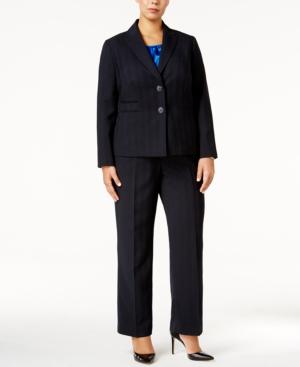 Le Suit Plus Size Tonal-stripe Pantsuit