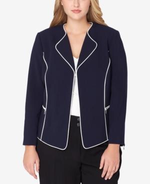 Tahari Asl Plus Size Contrast-trim Blazer