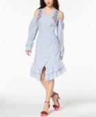 Xoxo Juniors' Striped Embroidered Wrap Dress