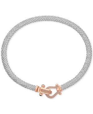 Diamond Dew Drop Mesh Horseshoe Necklace (5/8 C.t. T.w.) In Sterling Silver & 14k Rose Gold-plate