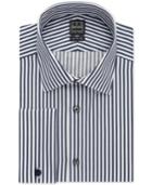 Ike Behar Navy Stripe French Cuff Dress Shirt