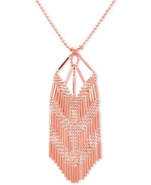 Beaded V Pendant Necklace In 14k Rose Gold
