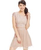 Speechless Juniors' Sequin Lace Crop Top & Glitter Curly-hem Skirt Set