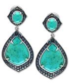 Effy Manufactured Turquoise (13-1/5 Ct. T.w.) And Sapphire (3-5/8 Ct. T.w.) Drop Earrings In Sterling Silver