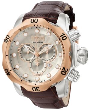 Invicta Men's Swiss Chronograph Reserve Venom Brown Leather Strap Watch 54mm 0359