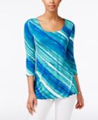 Miraclesuit Striped Three-quarter-sleeve Top