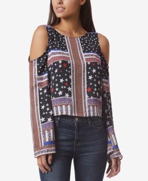 Avec Les Filles Stars & Stripes Tie-back Cold Shoulder Top