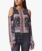 Avec Les Filles Stars & Stripes Tie-back Cold Shoulder Top